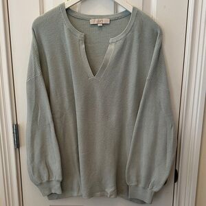 LOFT Women's Light Green V-Neck Sweater